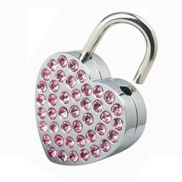 Rhinestone Heart Shaped PadLocks