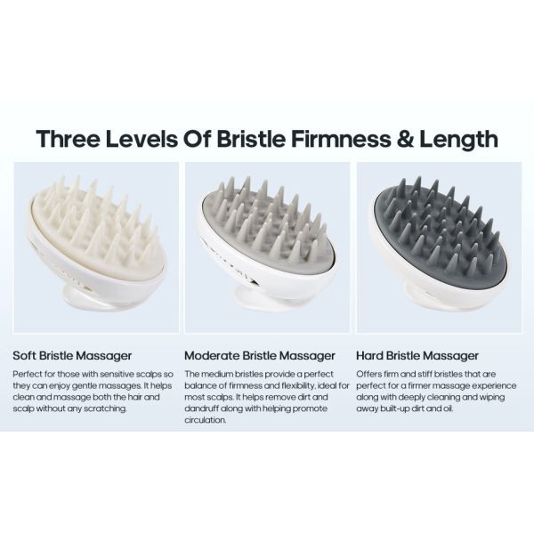 Interchangeable Scalp Massager Brush Soft / Moderate / Hard Scalp Massage Hair Wash