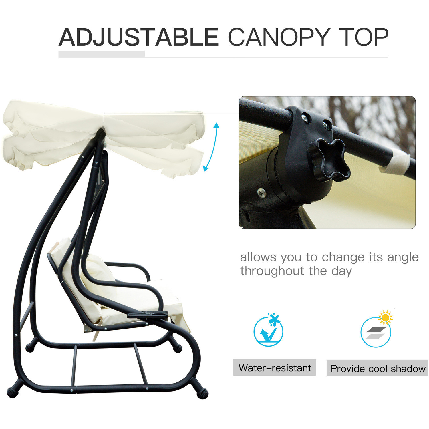 Garden Swing Hanging Chair with Powder-coated Finish and Spring Hook W120xL200xH164cm