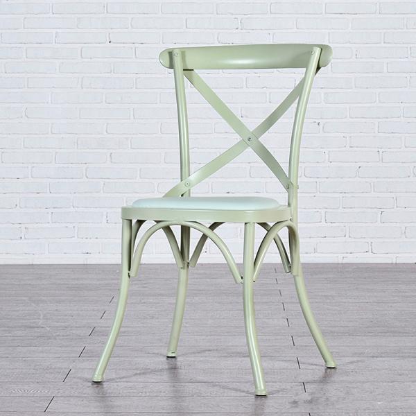 Cross Back Modern Metal Dining Chairs For Restaurant / Coffee Bar