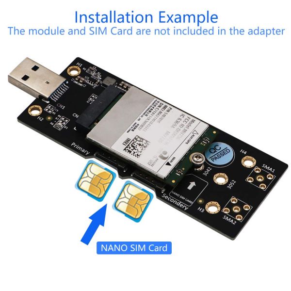 NGFF (M.2) к переходнику USB 3,0 с двойным NANO слотом SIM-карты для модуля 3G/4G/5G