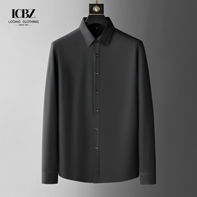 Простая окрашенная нормальная фигура 100% хлопчатобумажная длинная рукава большая рубашка для мужчин