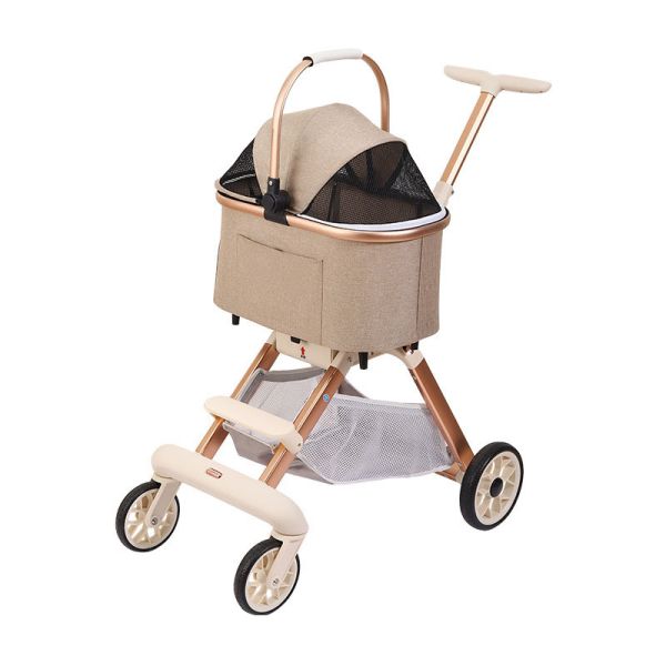 Wholesale Dog Cat Stroller, Foldable Lightweight Travel Trolley, 4-Wheel Safe Breathable Pet Carrier Bulk