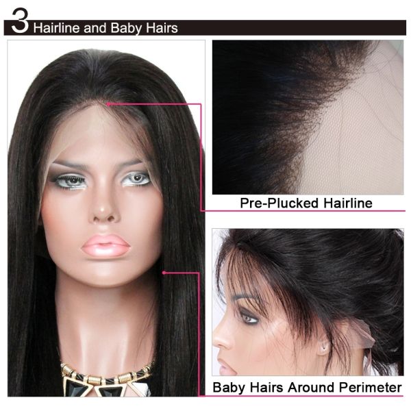 100% Brazilian Virgin Straight Human Hair Lace Front Wigs 5 Inches For Black Women