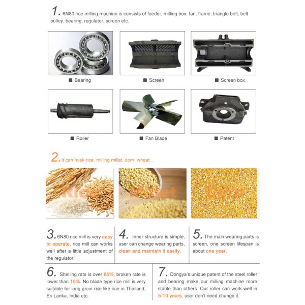 YIFENG AGRO High Capacity 6N80 Rice Mill 260KG/H