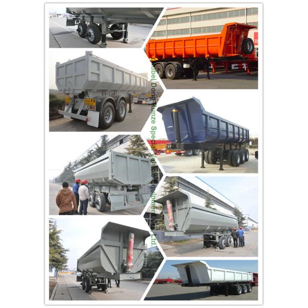 Rear Dump Truck Trailer, Tipper Semi Trailer 3 Axles Rear Tipper Semi Trailer Hydraulic 40T
