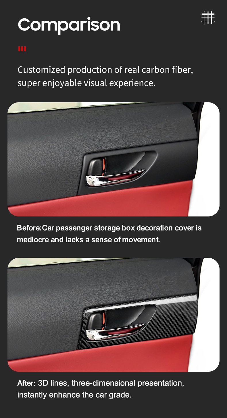 Dry Carbon Fiber Car Inner Handle Frame Cover for Lexus IS 13-19 Year