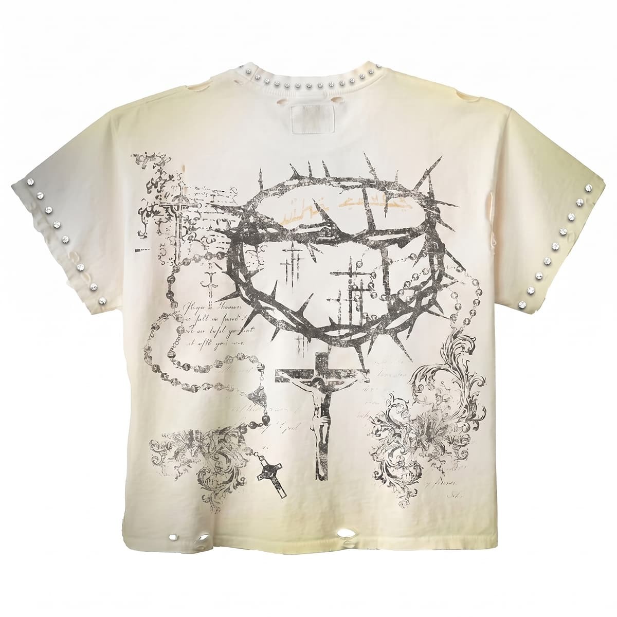 Custom Private Label Vintage Washed Rhinestone T Shirts For Men
