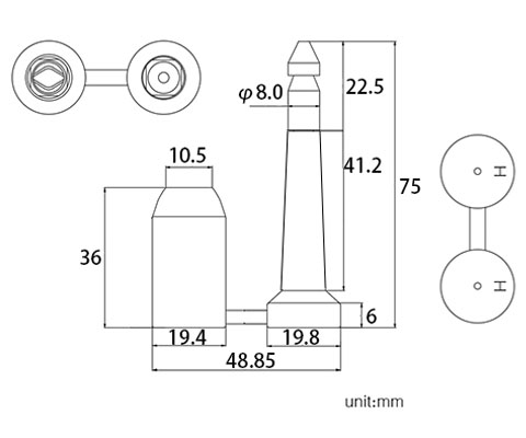 Low Carbon Steel ABS Security Bolt Seals For Disposable Manual Operation Container Lock