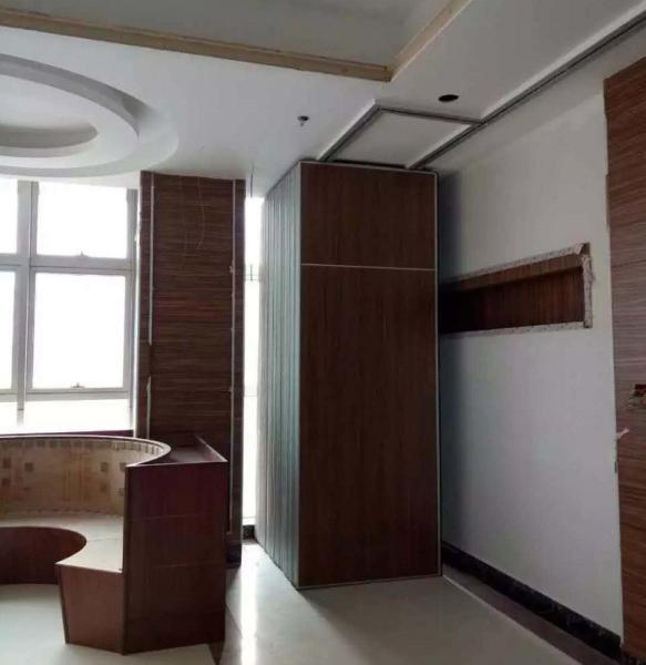 Hotel Acoustic Room Dividers / Wooden Sliding Wall Partitions Folding Parking System