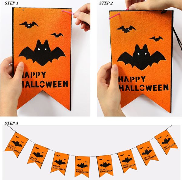 Home Decoration Felt Flag Banner Happy Halloween Party