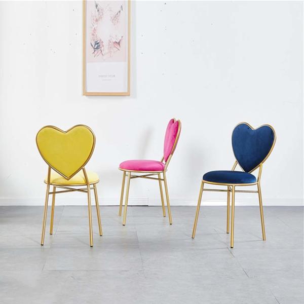 Love Shape Dressing Iron Art Nordic Style Dining Chairs , Scandinavian Style Dining Chair