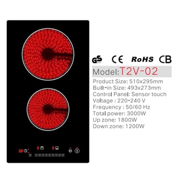 CE Multi protection vitro ceramic Glass Top Stove 2 Burner