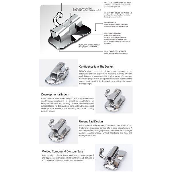 2-я молярная ROTH / MBT Ортодонтические ротовые трубки 0.022 