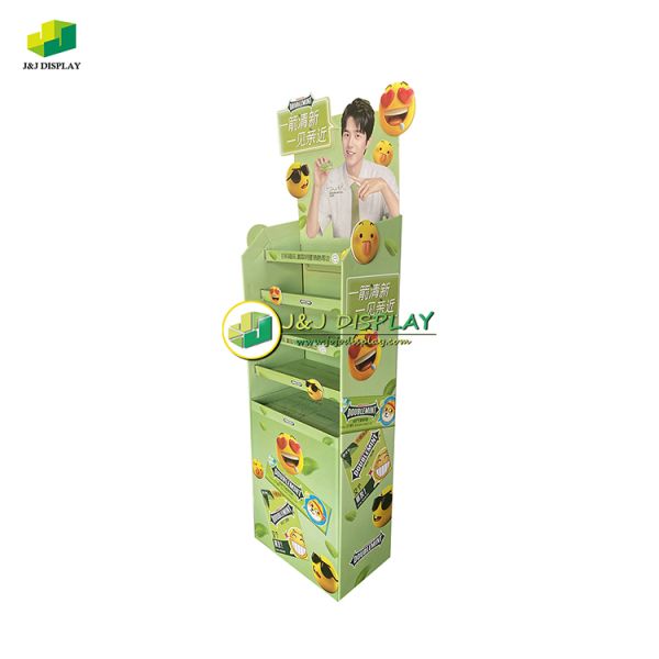Chewing Gum Cardboard Display Units Food Floor Display Stands