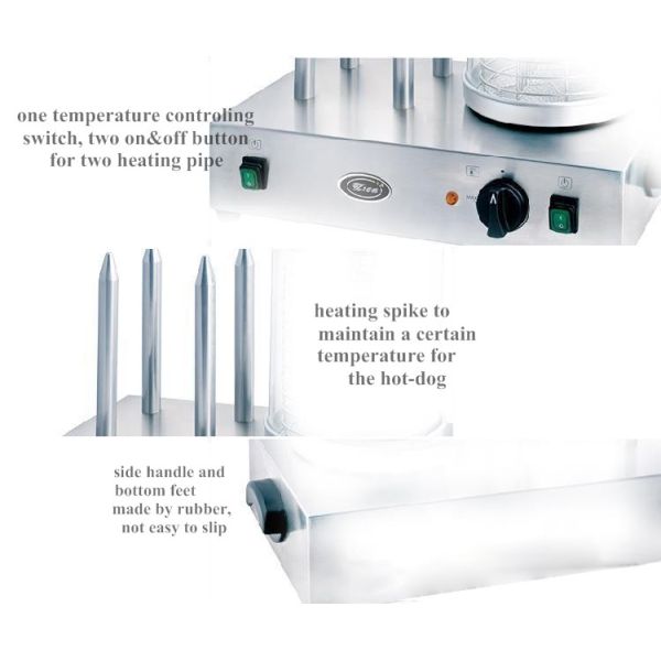 Snack Bar Equipment Electric Hotdog Machine With Heating Spike 220V - 240V