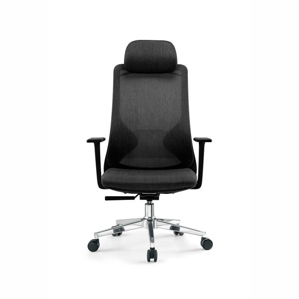 Adjustable Headrest Office Manager Chair Ergonomic Office Chair With Stainless Steel Backrest