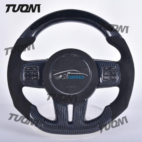 Custom Dodge Steering Wheel made of Carbon Fiber with 100% Fit Dodge Logo Emblem Leather Grip