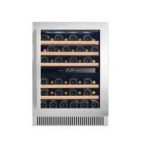 Black Electric Wine Cooler with Wood Shelves Dual Zone Glass Door Display Cooler