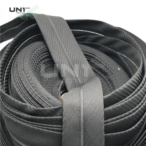 Black Woven Fishbone Waistband Lining Wear Resistant For Trousers