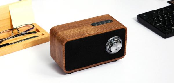 TF Card Supported Wooden Bluetooth Speaker , Line - In Function Wooden Stereo Speakers