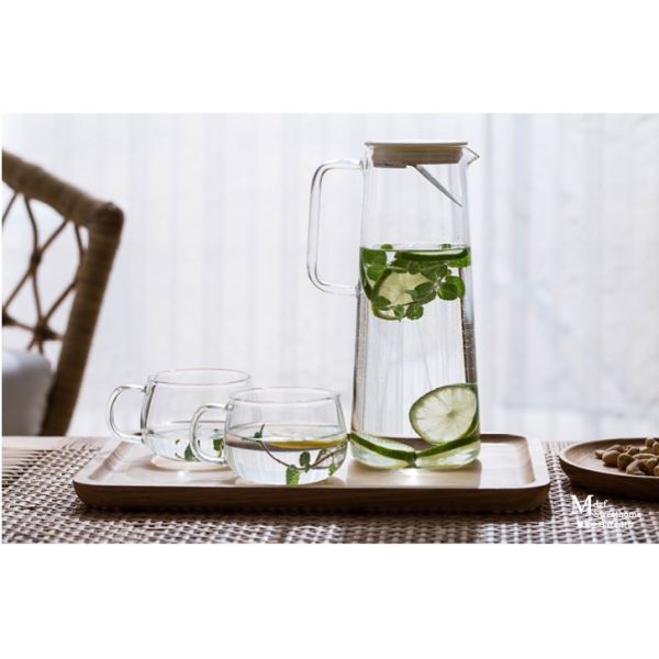 Неэтилированный стеклянный кувшин воды с емкостью крышки/ложки 1350мл силикона