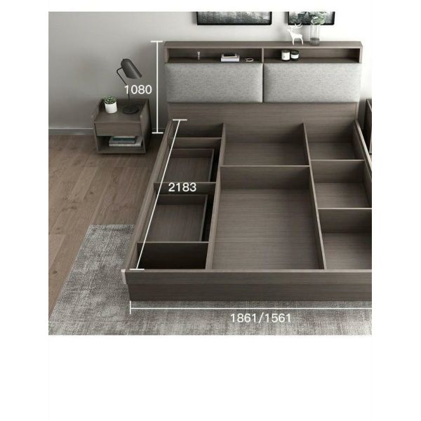 Wooden Frame Leather Headboard Bed With Nightstands Home Hotel Room Furniture