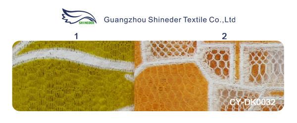 Cotton Yellow Polyester Lace Fabric Floral with Eco-friendly Dyeing(CY-DK0032)