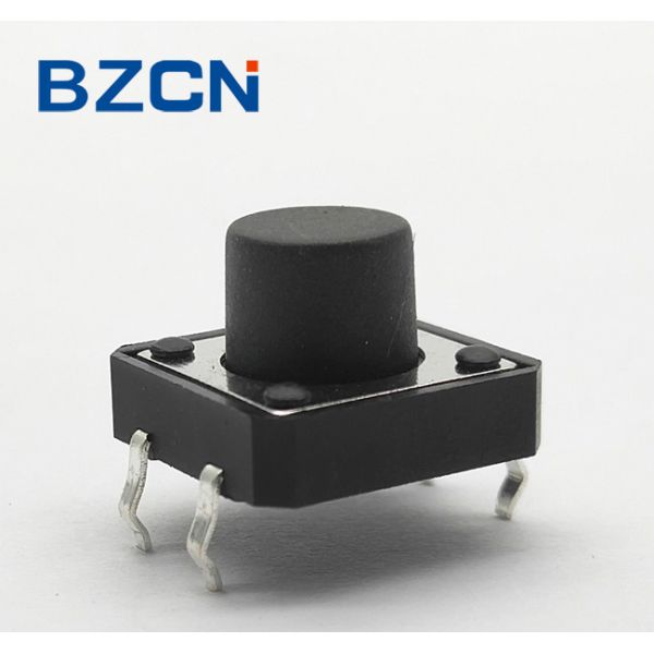 Black Momentary 12mm Tactile Switch High Operation Force With 50mA Rating