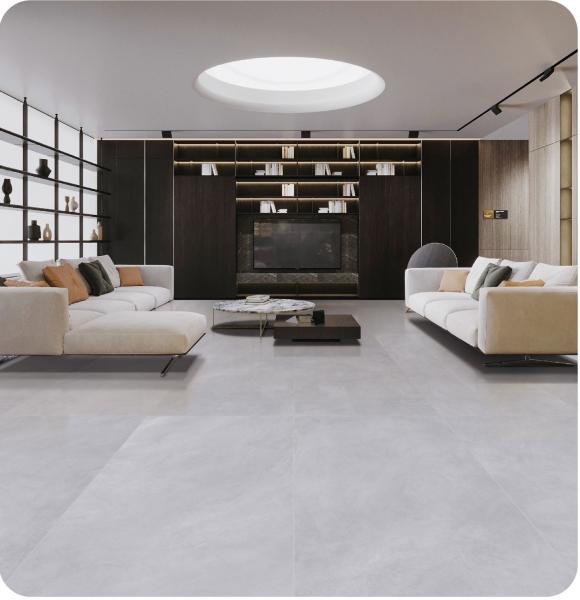 Plancher extérieur gris clair antidérapant Carreaux durables et 600x1200mm Carreaux de porcelaine douce vitrée Pour le salon