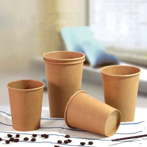 Customized Design Drinking Cup for Classic Kraft Single-Wall Coffee Cup Manufacture