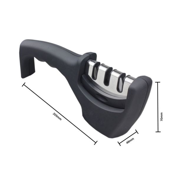 Black Pull Through Knife Sharpener Ceramic Steel Knife Sharpener With Rubber Painting