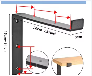 Wholesale L Support Steel Wall Mounted Heavy Duty Floating Metal Shelf Support Bracket