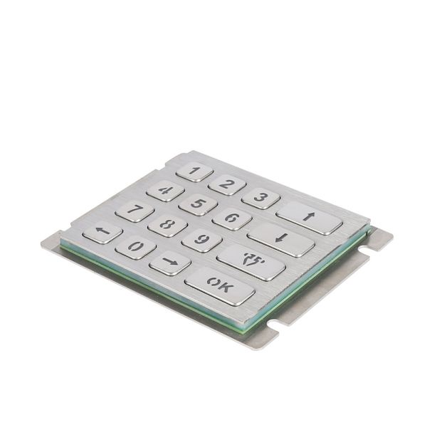 Chinese manufacture 4X4 matrix stainless steel blue led keyboard with pin out connector