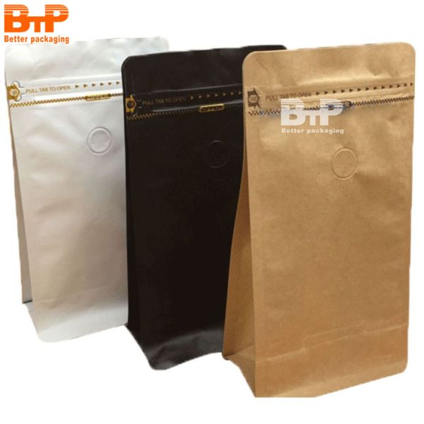 Brown Kraft Paper Stand up Pouches Zipper Resealable Zip Lock Packaging Bag Biodegradable Food Bag Packaging With Window