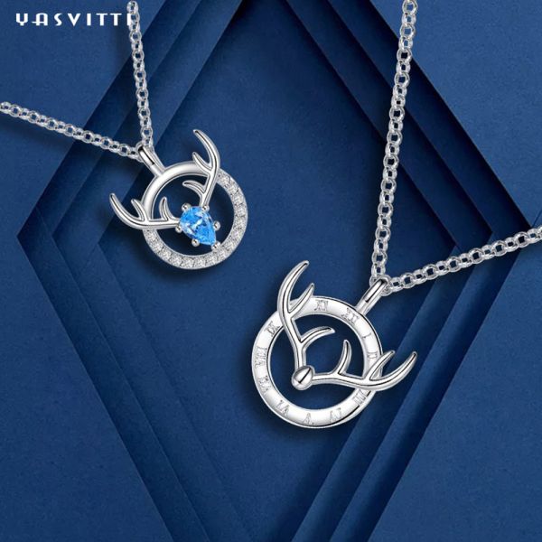 ODM Antler оленей любовников ожерелиь ювелирных изделий 8g 15.7in стерлинговый серебряный привесной
