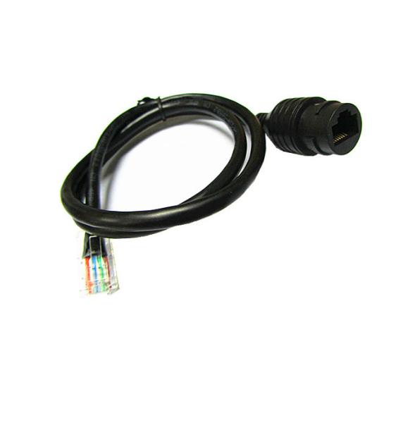 White IP67 waterproof round head  RJ45 with DC Jack and Reset  POE cable for IP camera