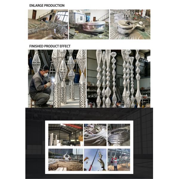 Large outdoor park square stainless steel lighting sculpture