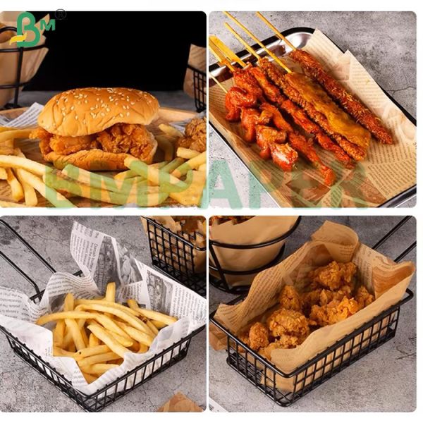 38-50gsm Greaseproof Paper for Fatty Food Packaging Brown & White Options Kit 3-8, Moisture-Resistant Recyclable