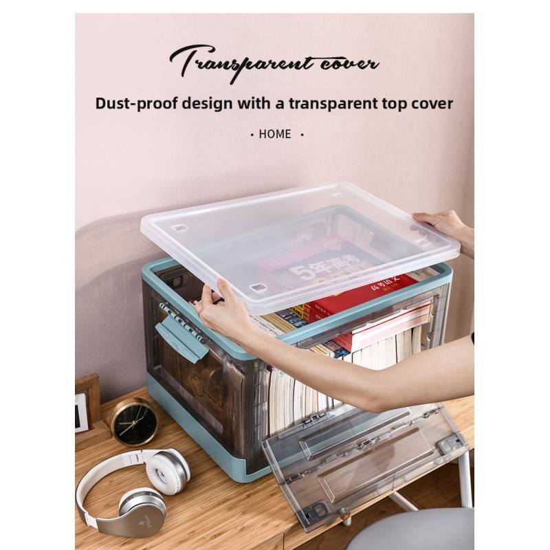 Large Capacity Foldable Storage Box Plastic Acrylic Book Bin Durable Transparent Snack Toy Organizer Collapsible Crate