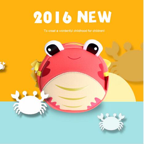 Waterproof Kids Shoulder Bag Crab Pattern , Cute Sling Bag For Girls