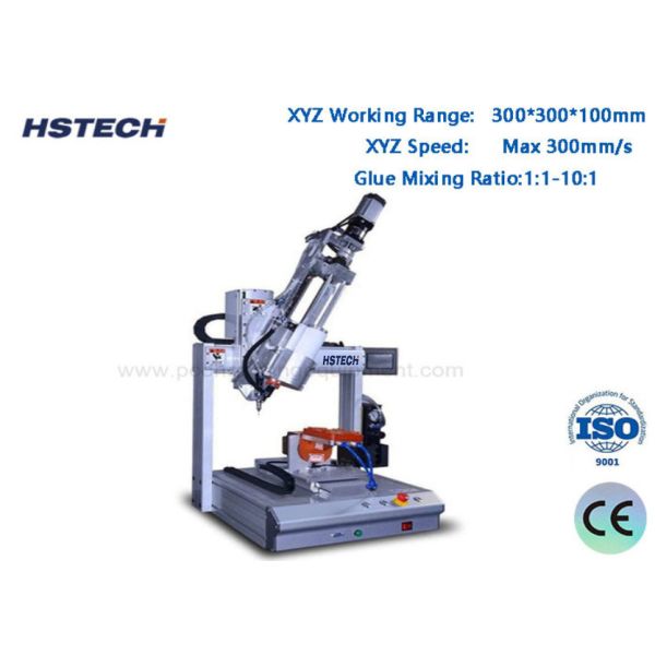 High Precision 4 Axis AB Glue Dispensing Machine ±0.02mm Accuracy 300300100mm 1:1-10:1 Mixing Ratio