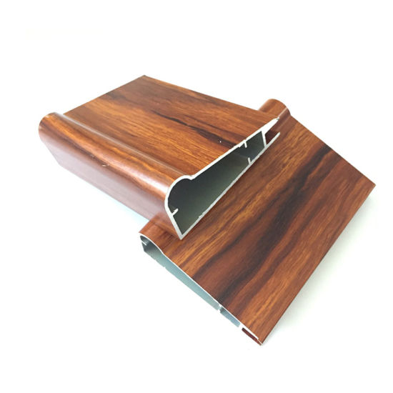 Heat Transfer Glossy Wood Surface Aluminium Door Profiles