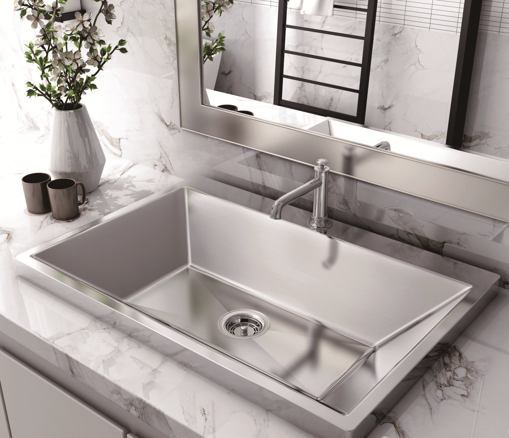 Серебряная одиночная раковина нержавеющей стали таза, таз ванной комнаты финиша сатинировки небольшой