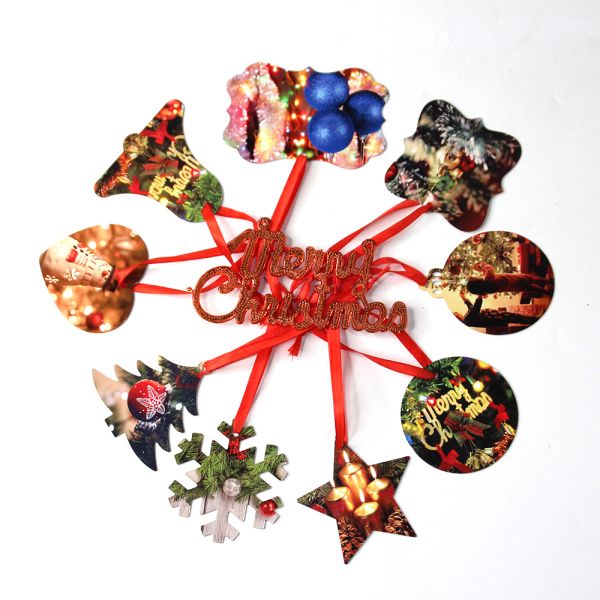 Sublimation Cadeaux de Noël Fournitures en aluminium à double face Sublimation Décorations de Noël Blancs