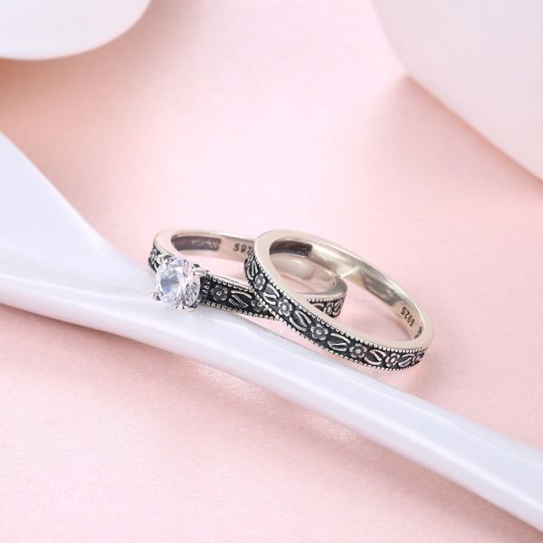 Высококачественные обручальные кольца захвата группы классики 925 стерлинговые серебряные обитые диамантом установили