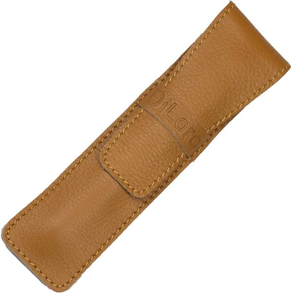 Single Pen Case Holder Sleeve Thick Buffalo Full Grain Leather (Buffalo Light Tan)