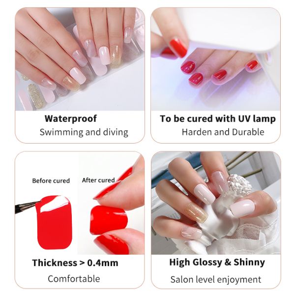 Competitive Price Pink Marble Nail Polish Strips Nail Stickers Custom Make Bling Hot Girl Nail Decal Manufacturer From China