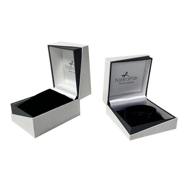 Off White Pendant Ring Packaging Boxes Clamshell PU Jewellery Gift Box