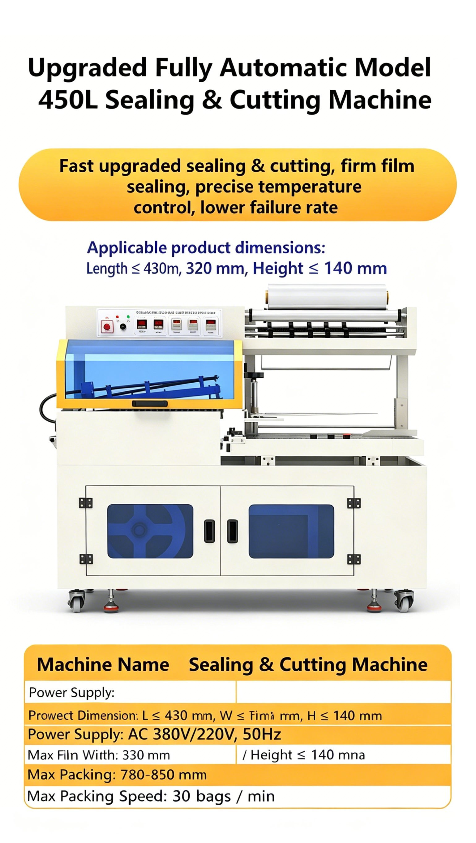 Fully Automatic High-Speed L-Type Sealing Heat Shrink Wrapping Machine for packaging lines